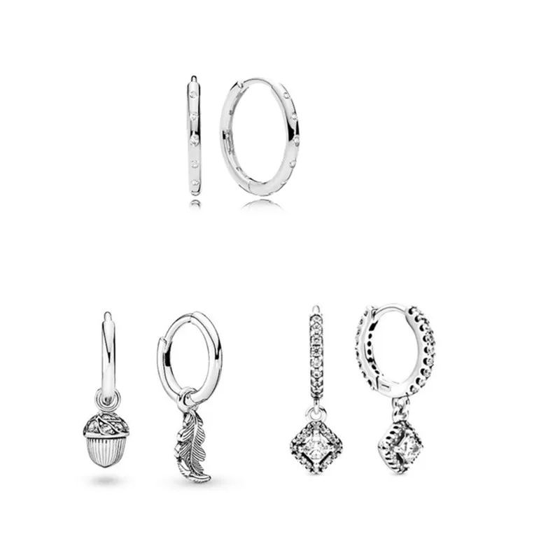 

925 Sterling Silver Female Hoop Pan Earrings Jewelry for Women Simple Round Jewelry Gift for Party