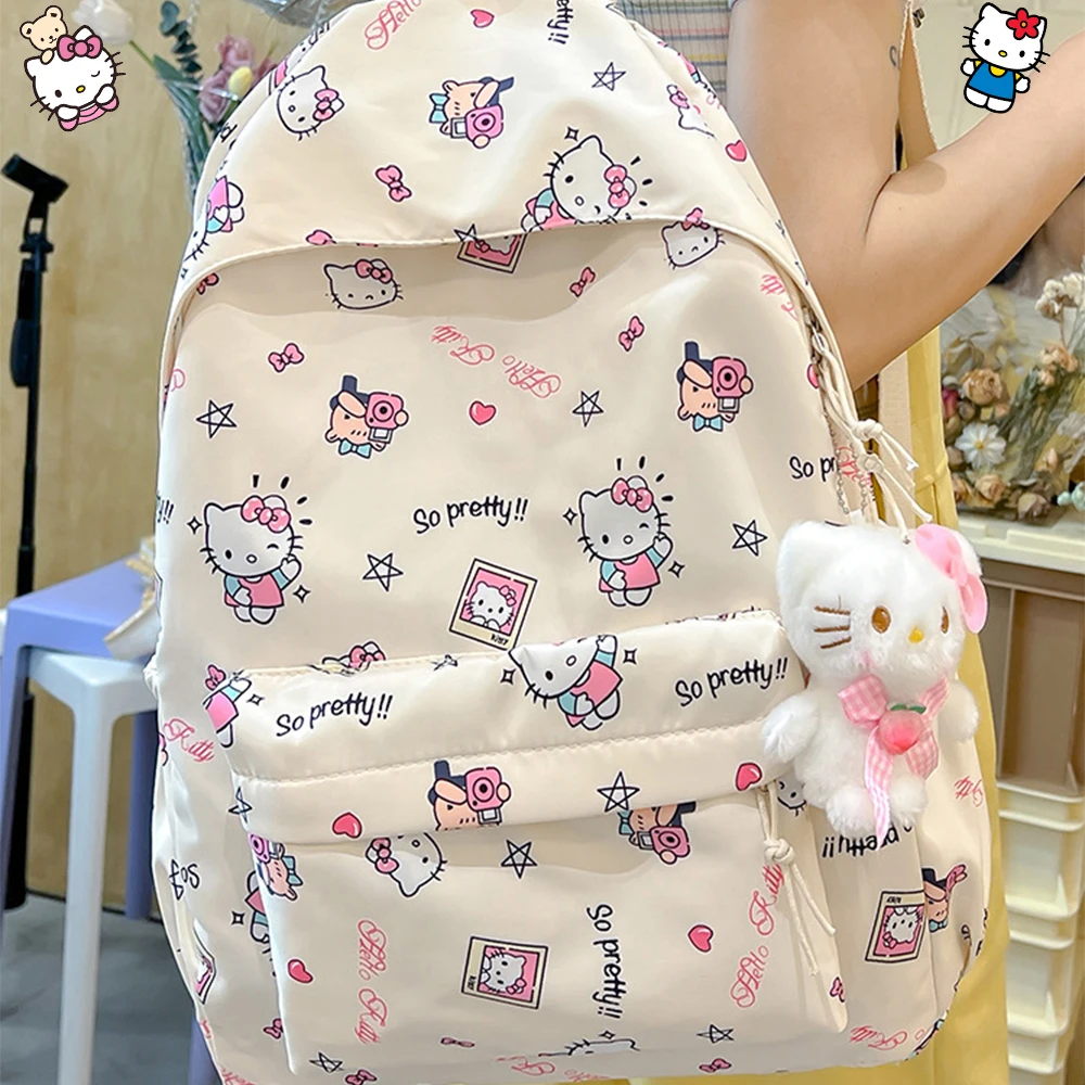 

Sanrio Anime Cute Girl Backpack Hellokitty Student Cartoon Schoolbag Hot Laptop Bag Student Fashion Large Capacity Backpack