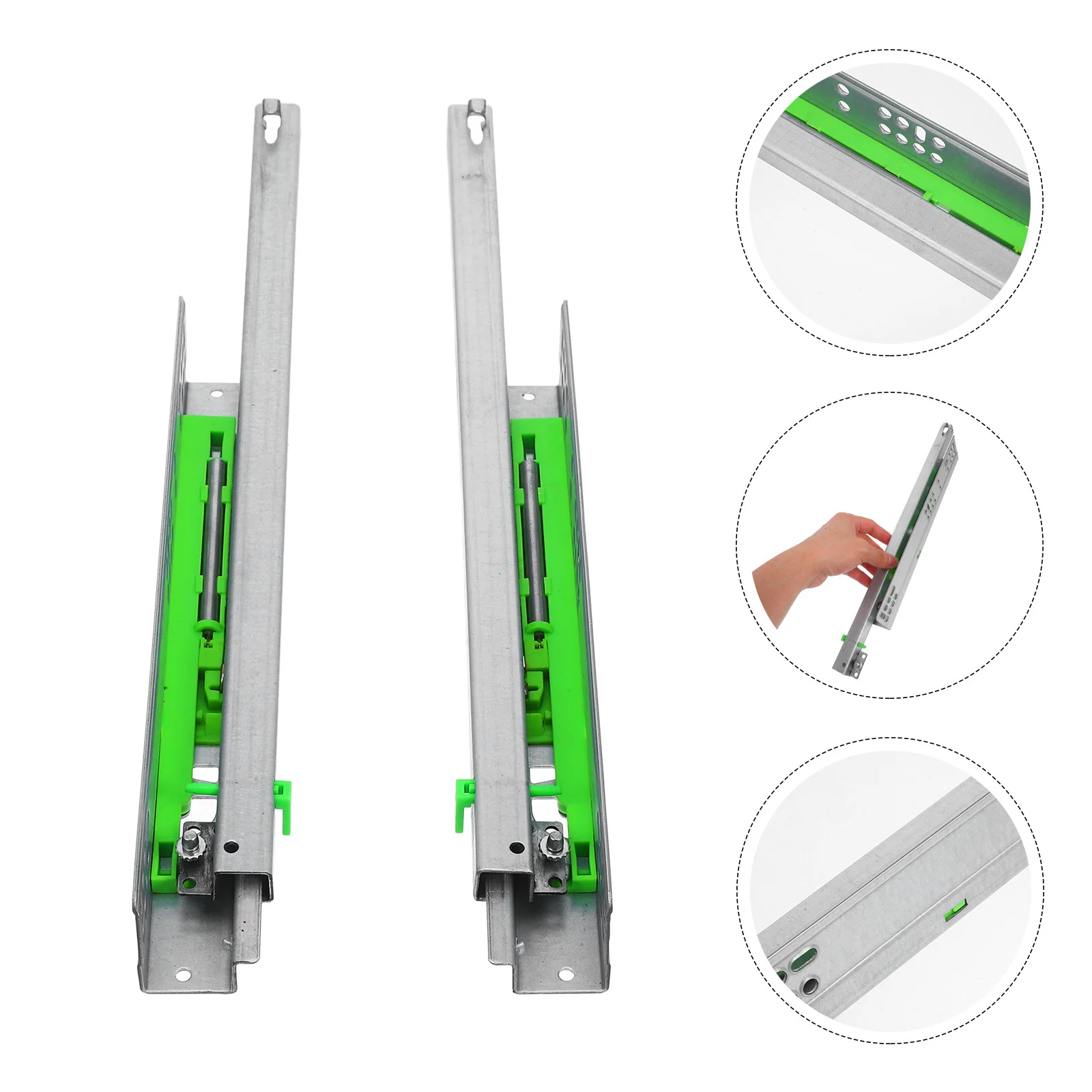 

1 Pair Buffer Drawer Slides Smooth Metal Glides For Household Small Drawers Replacement Parts Bottom Mount Rails