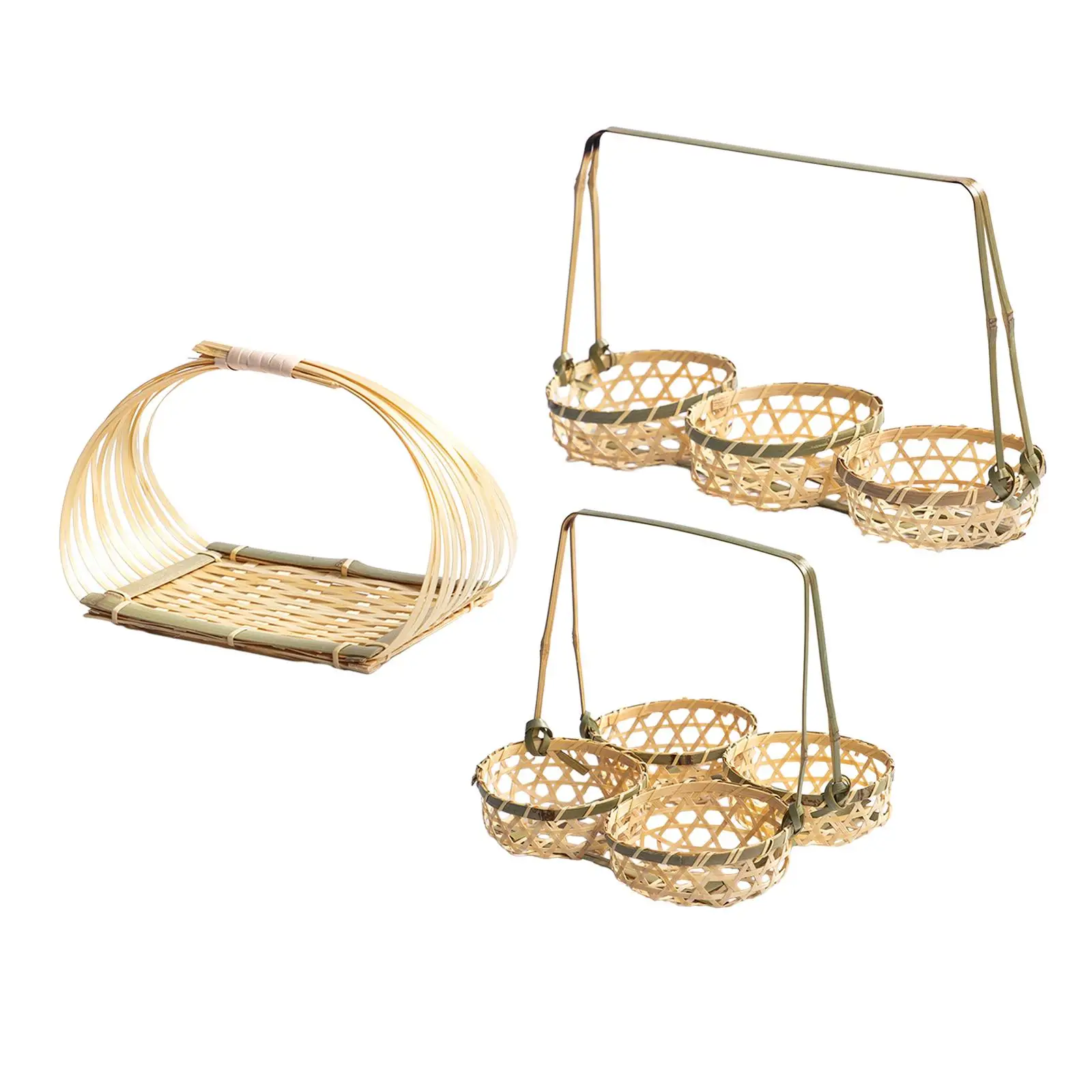 Bamboo Food Serving Basket Rustic Serving Trays Food Storage for Living Room
