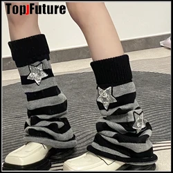 Harajuku Punk Star Knit Long Socks Women Gothic Lolita Cosplay Y2K Girl Leg Warmers Lady Warm Slim Gothic Hip-hop Rock Sock