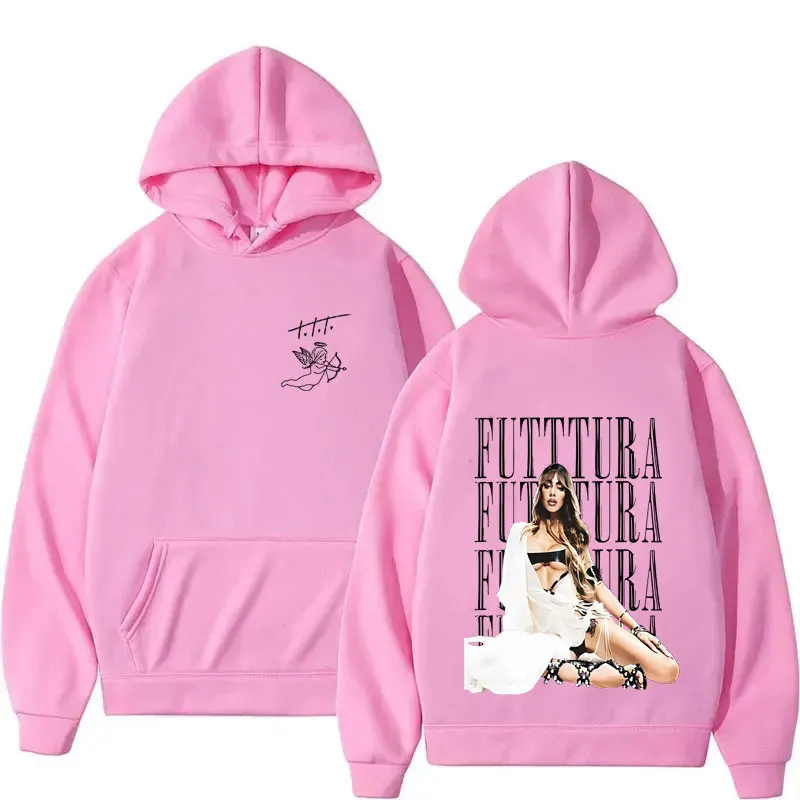 المغني TINI STOESSEL Tour 2025 Harajuku الجمالية المتضخم هوديس رجالي الخريف/الشتاء الصوف عادية القوطية كم طويل البلوز