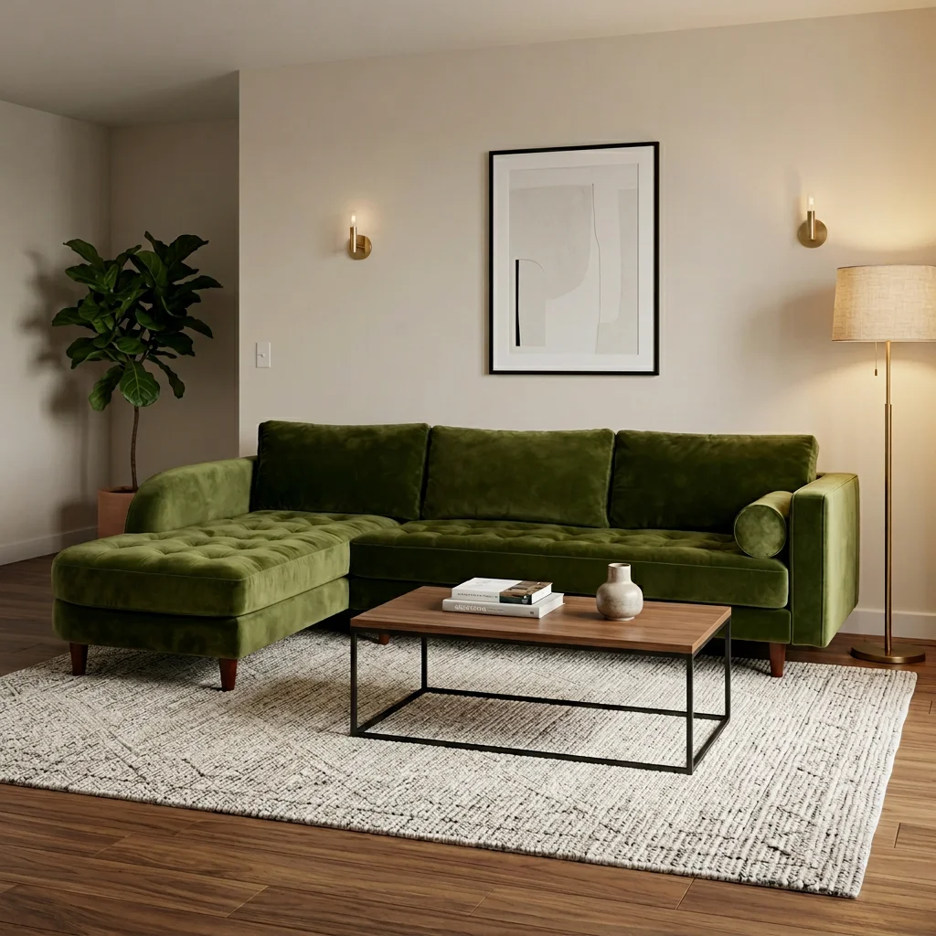 Modern velvet L-sofa bed with fabric upholstered, suitable for living room, bedroom, apartment (3 seats)