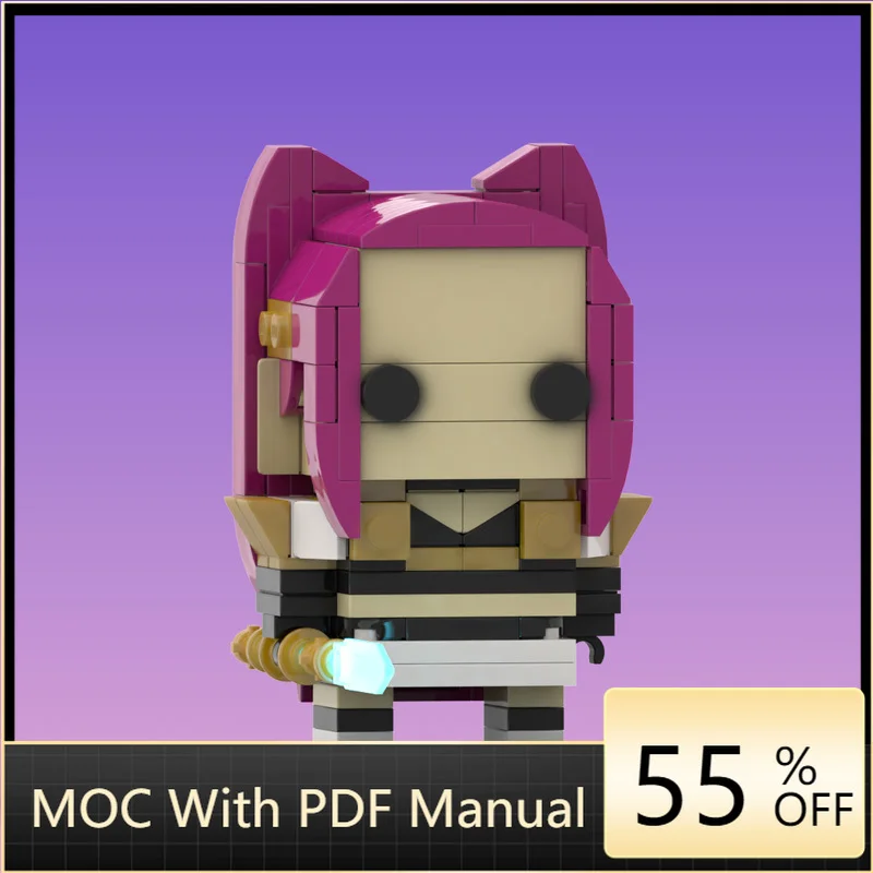 

182 PCS MOC Famous Movie Pink Hair Cat Ears Brickheadz Model Building Block DIY Assembly Bricks Toy For Children Christmas Gifts