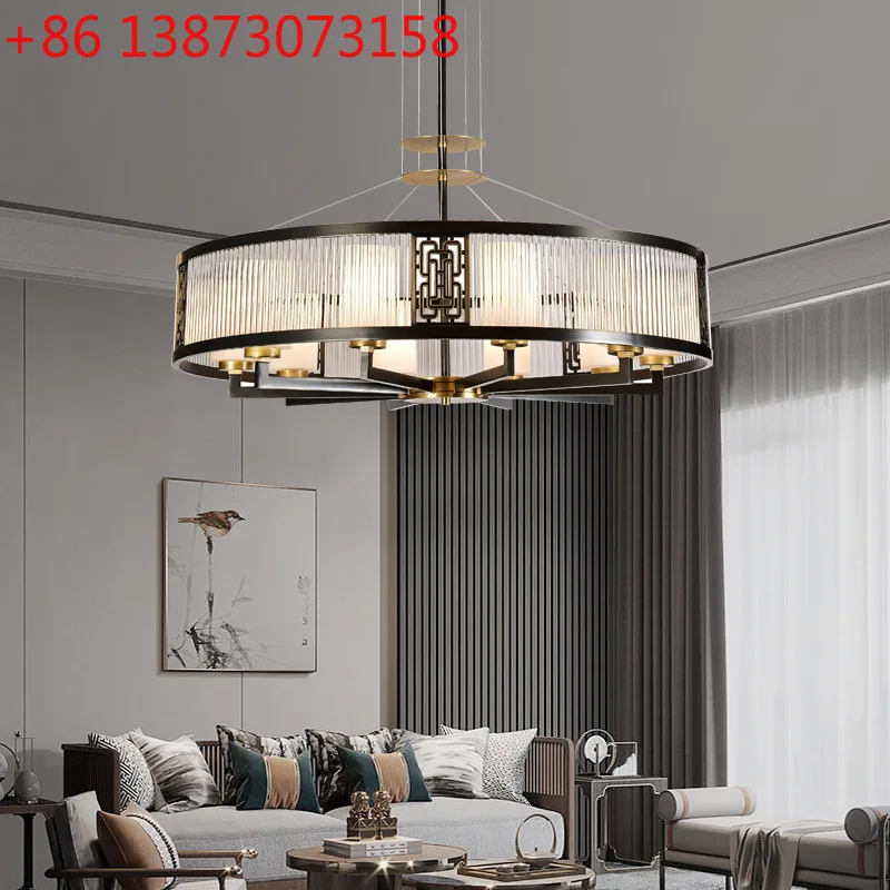 

All copper new Chinese chandelier living room light modern Chinese style dining room bedroom light round light luxury simple cry