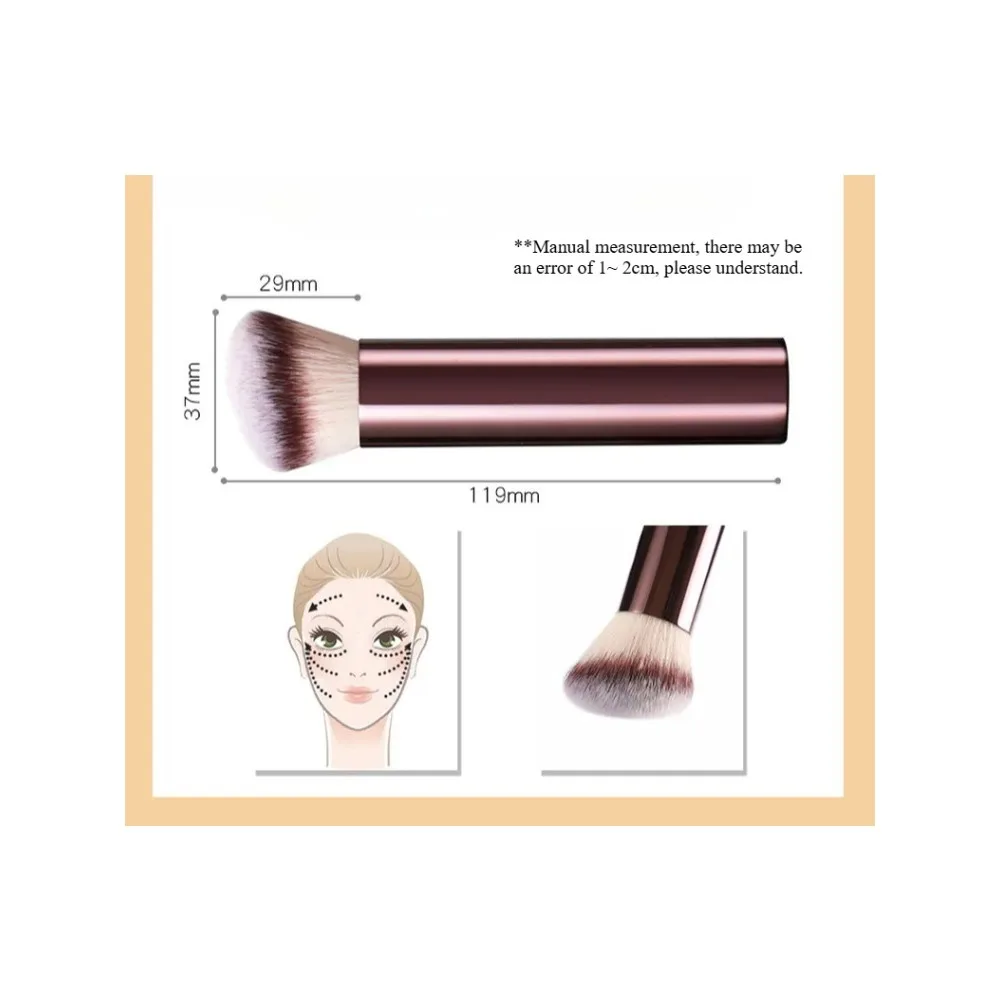 Pincel de base com acabamento perfeito, cabelo de fibra macia, design moderno, pincel de maquiagem único para aplicação impecável e cobertura suave