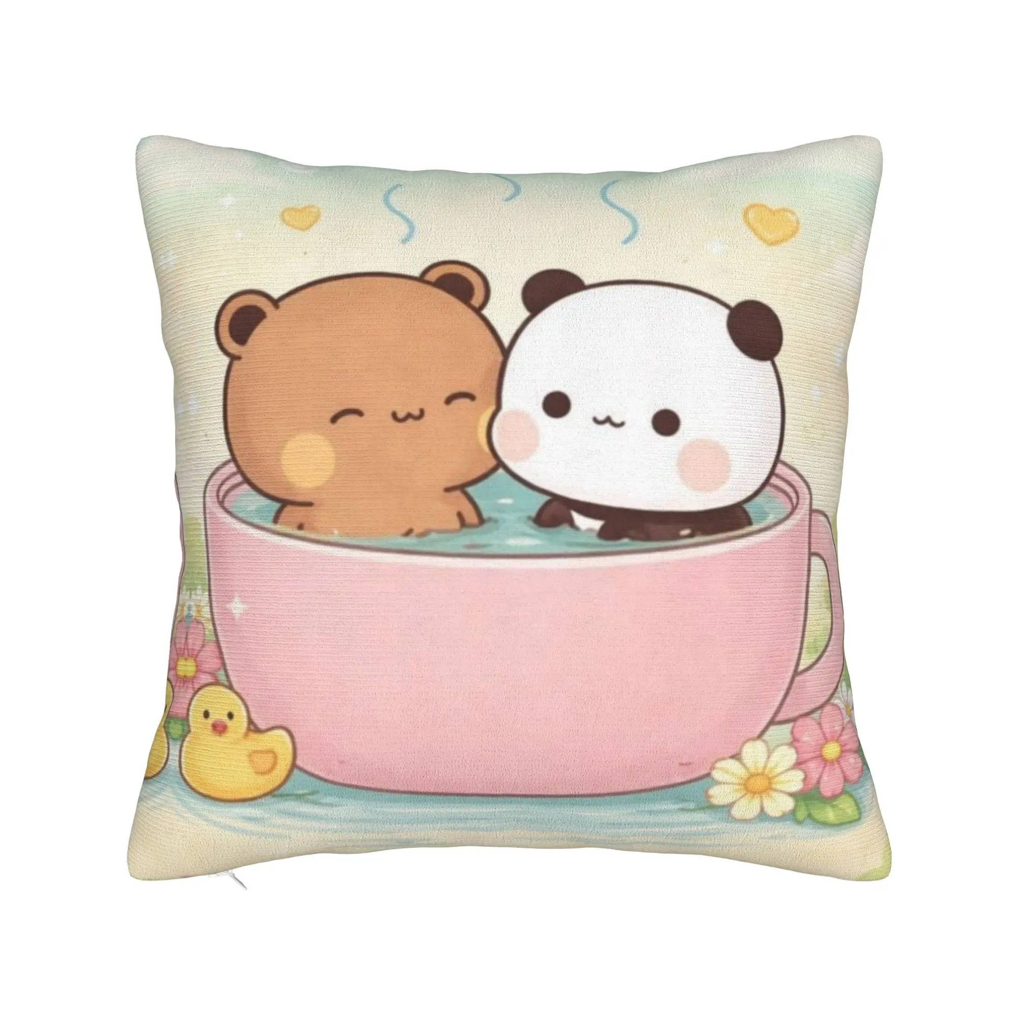 Cartoon Panda Bubu Dudu Square Pillow Cases  Cushion Covers Vintage Polyester Decorative Pillowcover for Home 40x40cm