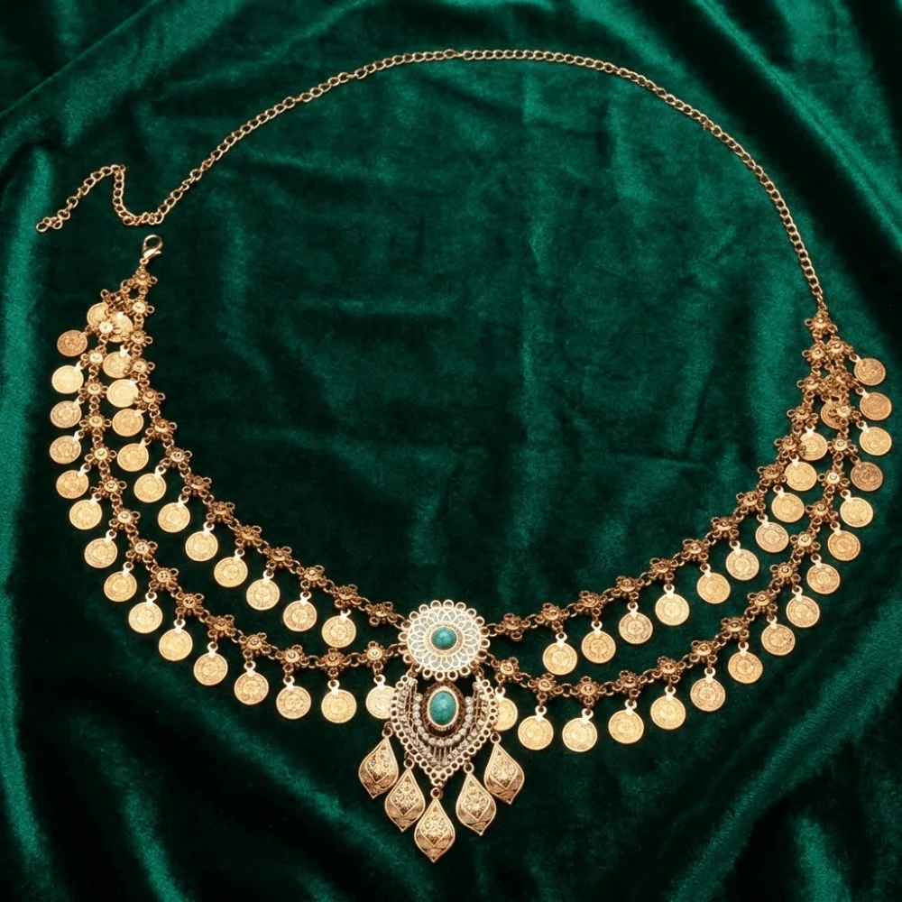 Boho Double-Layer Belly Dance Waist Chain Tassel Elegant Waist Jewelry Retro Luxury Body Chain Festivals