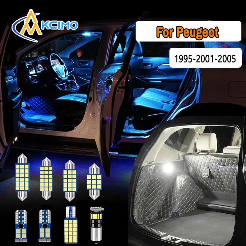 

LED Interior Light Canbus For Peugeot 406 Coupe Sedan Wagon SW Break 95-01-05 Bright Dome Map Door Lights Easy Install Bulbs Set