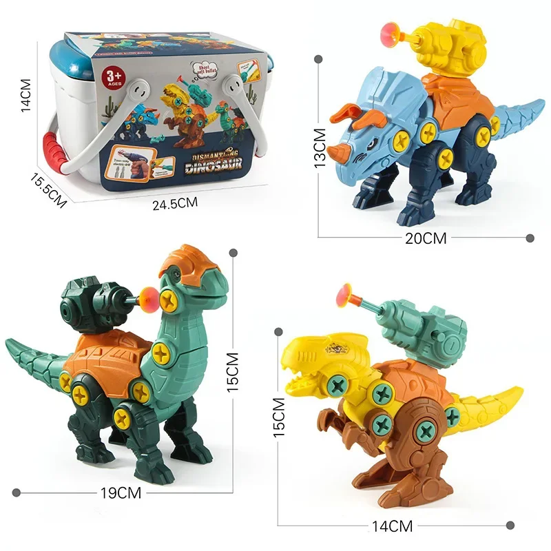 Jouet de construction de dinosaure pour enfants, assemblage de perceuse électrique, jouet de démontage d'écrou, Triceratops, Vorannosaurus Rex, garçons