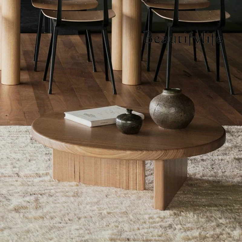 X36 B & B Medieval All-solid Wood Coffee Table Living Room Leisure Home Round Simple Tea Table