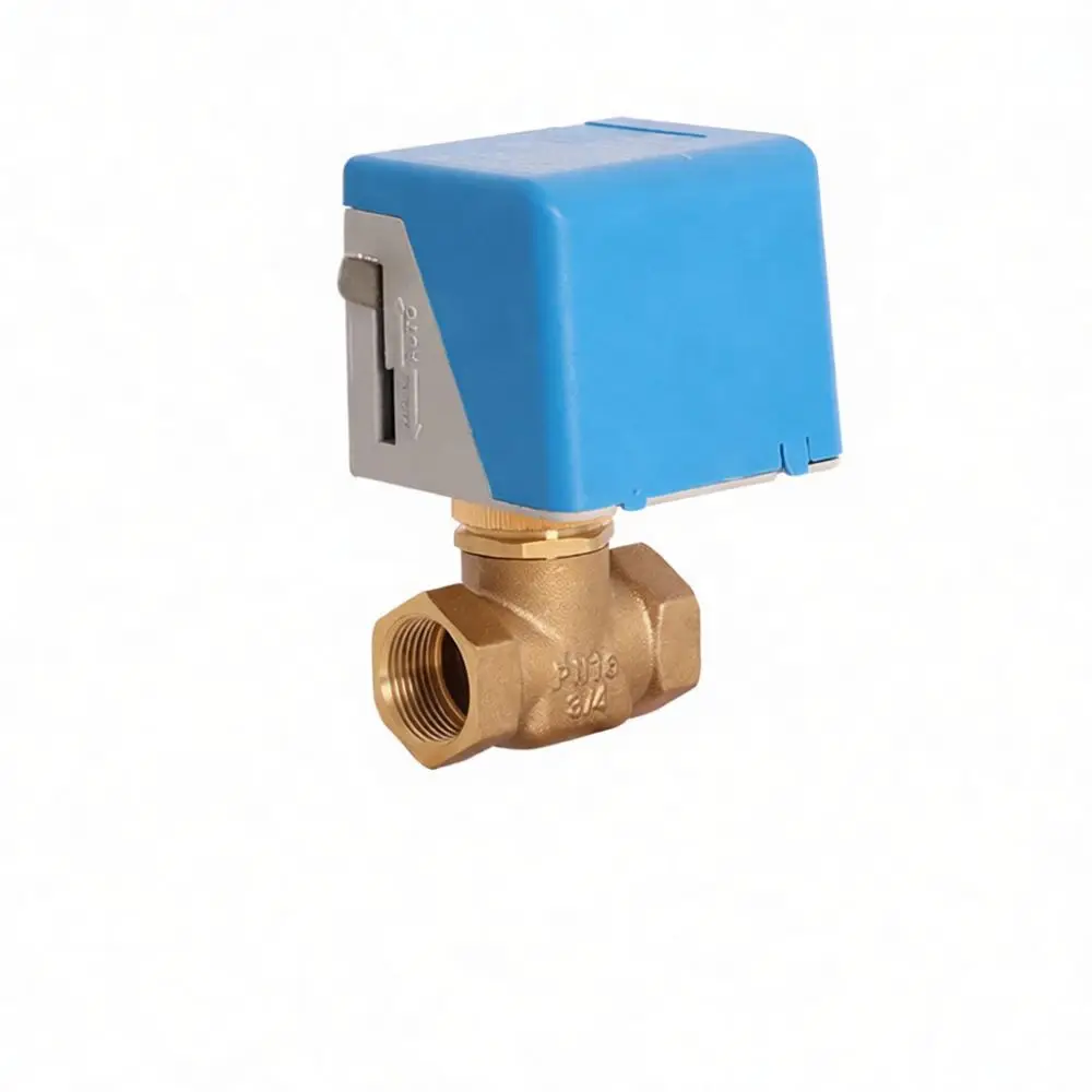 Brass Electric Two Way Valve HVAC Fan Coil Unit Flow Control Actuator Manual Override Shut Off Valve Pipe System Connector 220V