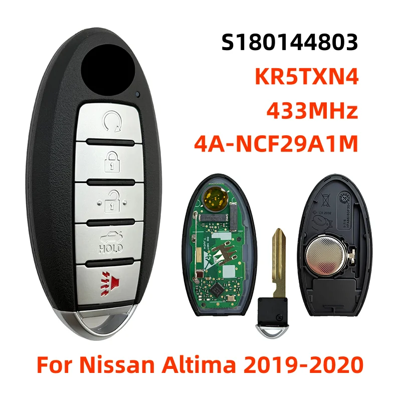 

S180144803 KR5TXN4 4+1 Buttons 433.92MHz 4A Chip NCF29A1M Smart Remote Key Fob For Nissan Altima 2019-2020 Keyless Entry