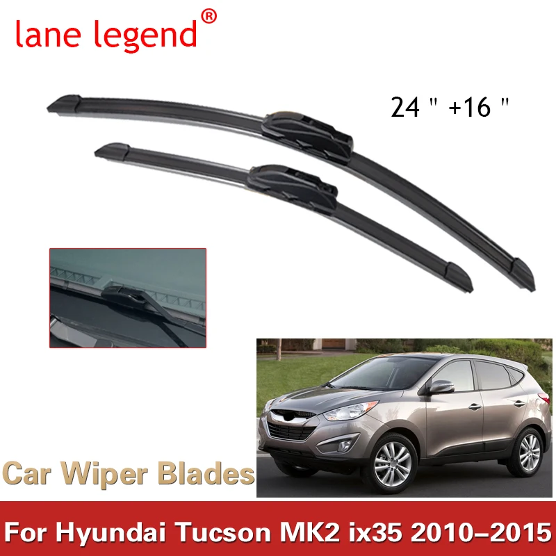 

For Hyundai Tucson MK2 ix35 2010-2015 LHD Front Wiper Blades Brushes Cutter Accessories J Hook 2010 2011 2012 2013 2014 2015