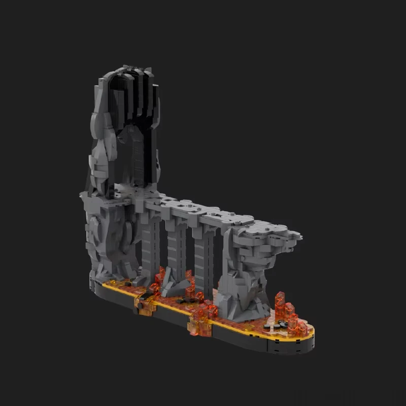 

1864PCS Moc famous movie scene building doomsday volcano fire model DIY assembly building block toys children's birthday gift