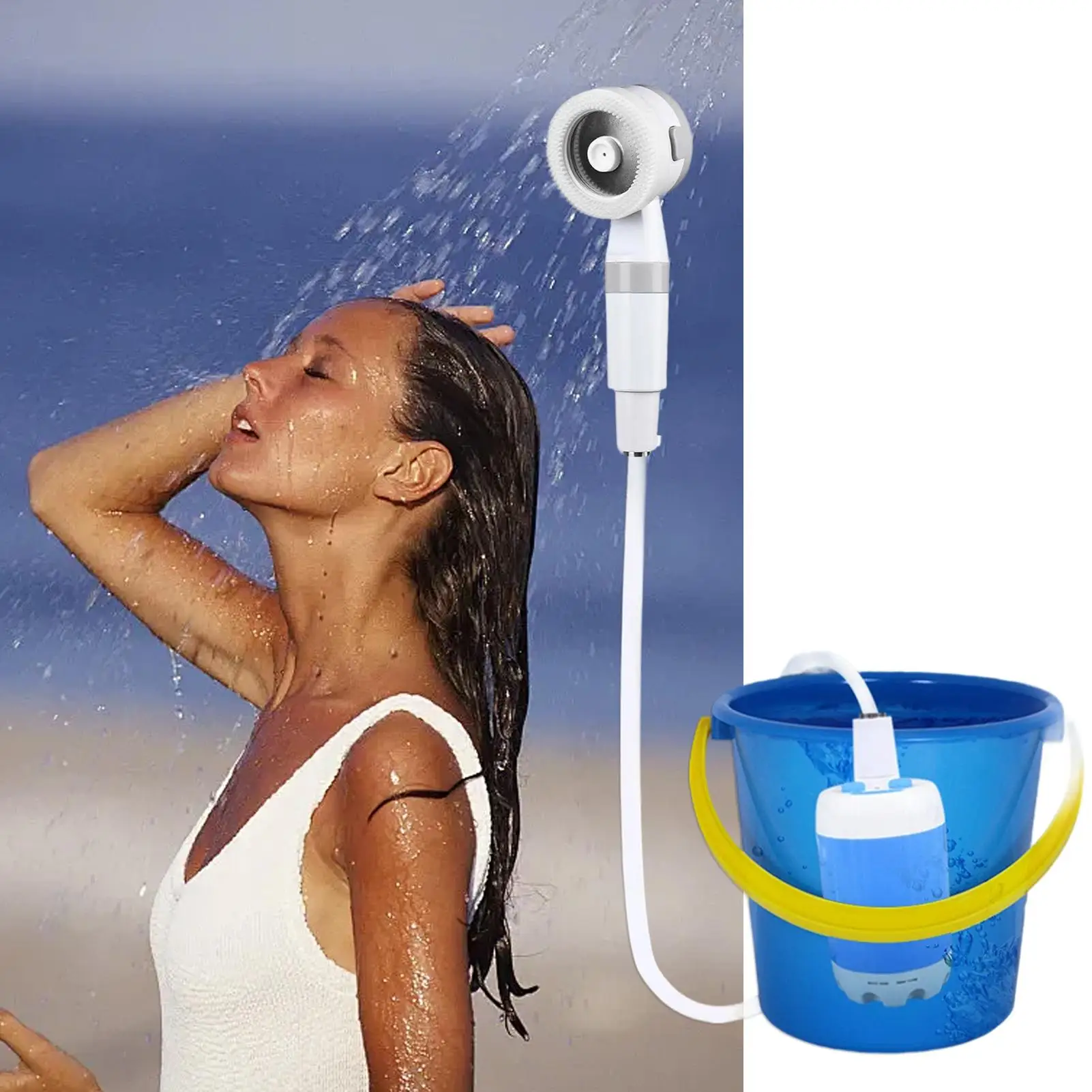 

Portable Outdoor Shower Camping Electric Shower 5000mah Rechargeable 2 Spray Modes Washing Sprayer Travel Shower
