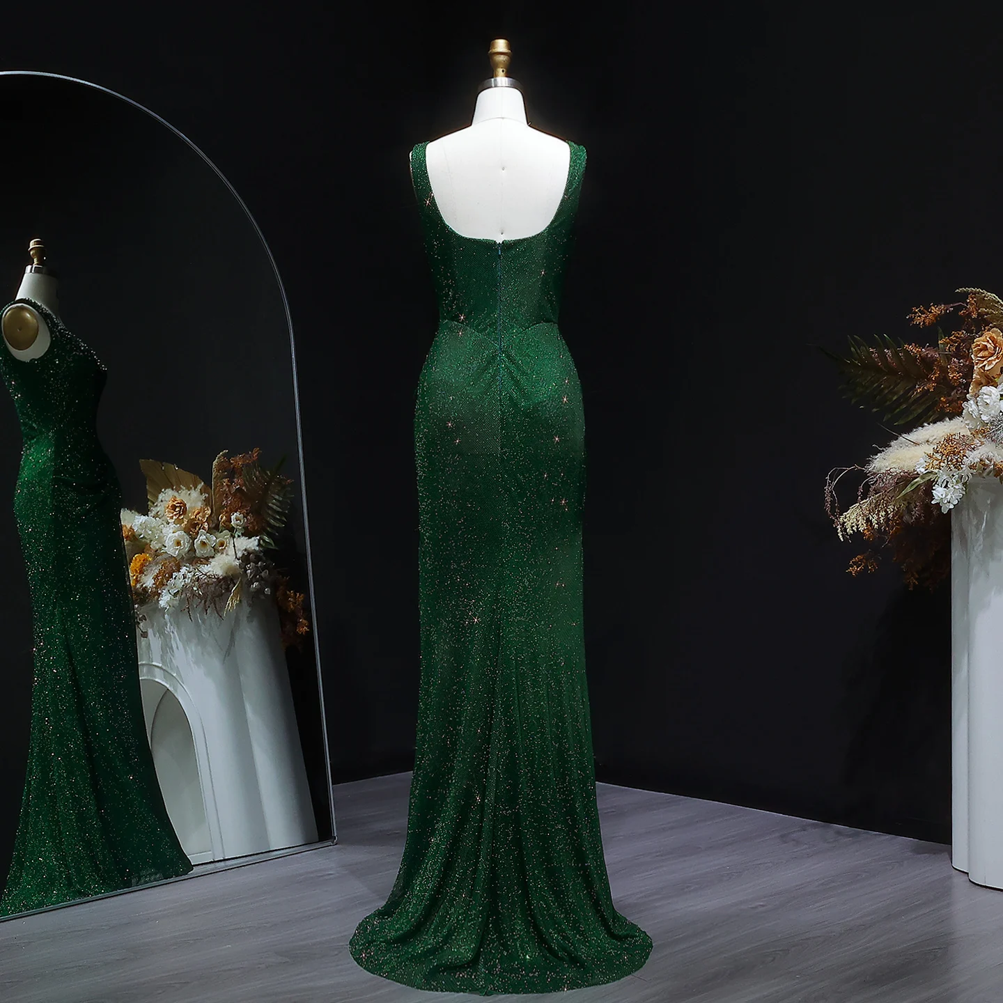 Sharon Said Arabisches Dubai Luxus Weinrotes Meerjungfrauenkleid mit Quadratischem Ausschnitt Saudi-Arabien Formelles Abendkleid für Abschlussball und Partys SS655 Maßanfertigung – Detail 13