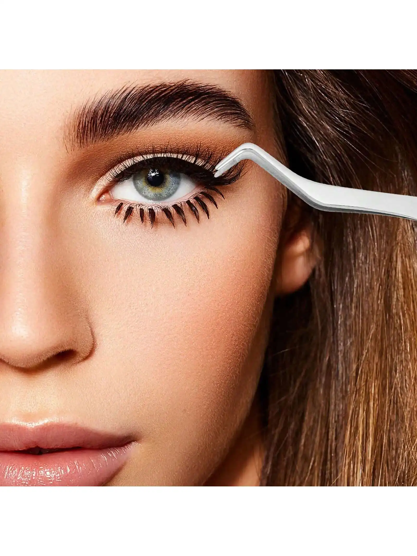 1/2pcs Ergonomic Stainless Steel Lash Tweezers Professional Eyelash Applicator Tool for Women Convenient Makeup Tool