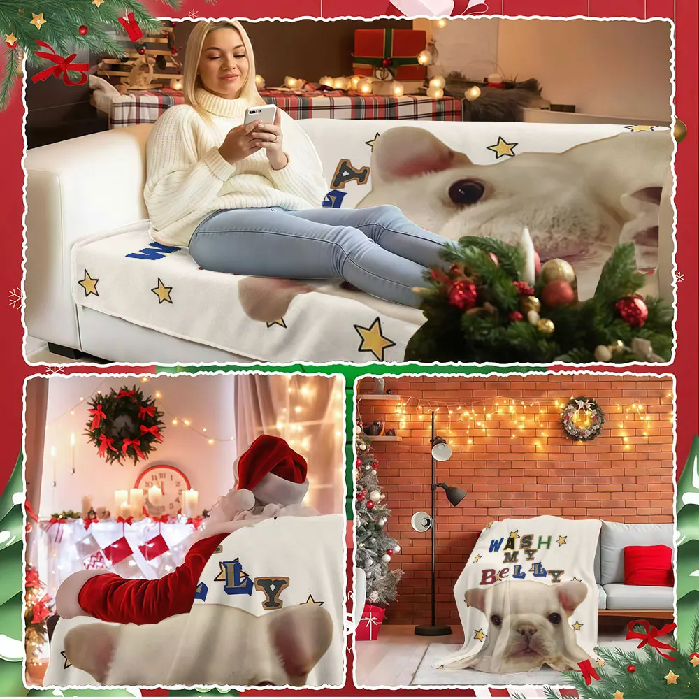 French Bulldog Star Print Winter Summer Flannel Blanket Throw Fleece Soft Fuzzy Plush Cozy Fleece Blankets for Sofa Ideal Gifts