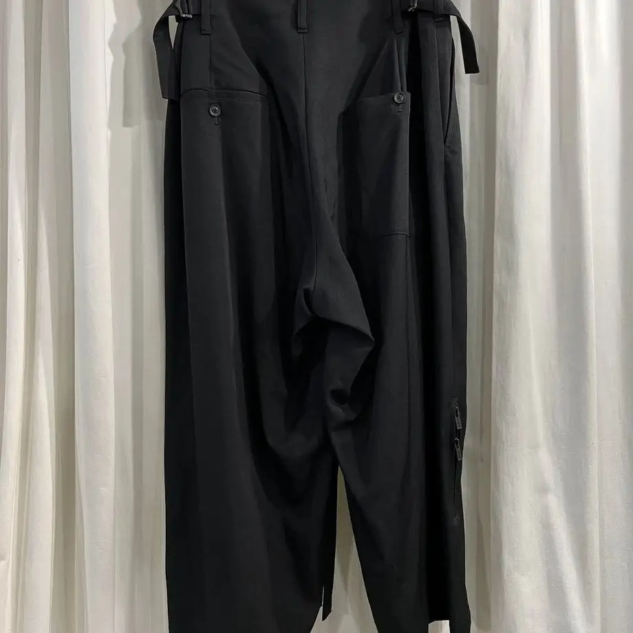 TOP-YAMAMOTO ® Minimalist black wide-leg pants, men's loose long pants, casual pants