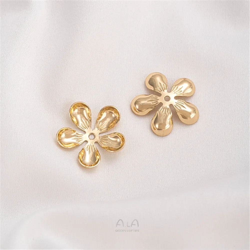14K Real Gold Plated Handmade Stamen Petal Flower Piece Bead Cap DIY Handmade Jewelry Earring Material Flower Holder Accessories
