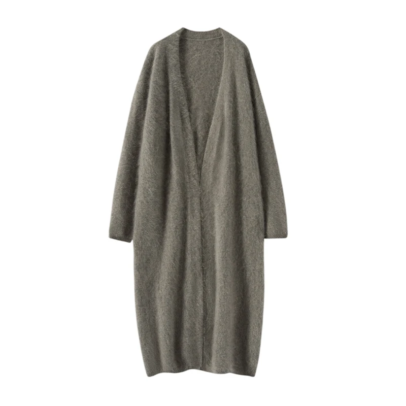 

CHICUU Women's 100% Cashmere Set Long Cardigan Sleeveless Dress Set Plush Cashmere Knitwear Autumn Winter Luxury Fluffy Suit