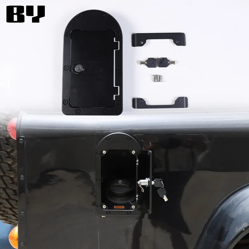 For Land Rover Defender 110 2004-2018 Aluminium Alloy Black With Key Car Gas Cap Anti-theft Lock Cover Car Accessories