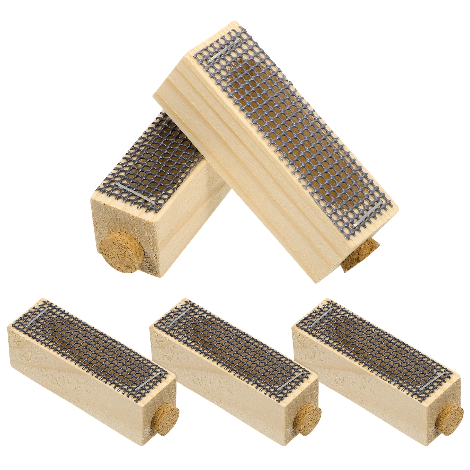 

5 Pcs Wooden Cage Durable Beekeeping Tool Ventilation Mesh High Survival Rate Hive Supplies Rearing Accessories