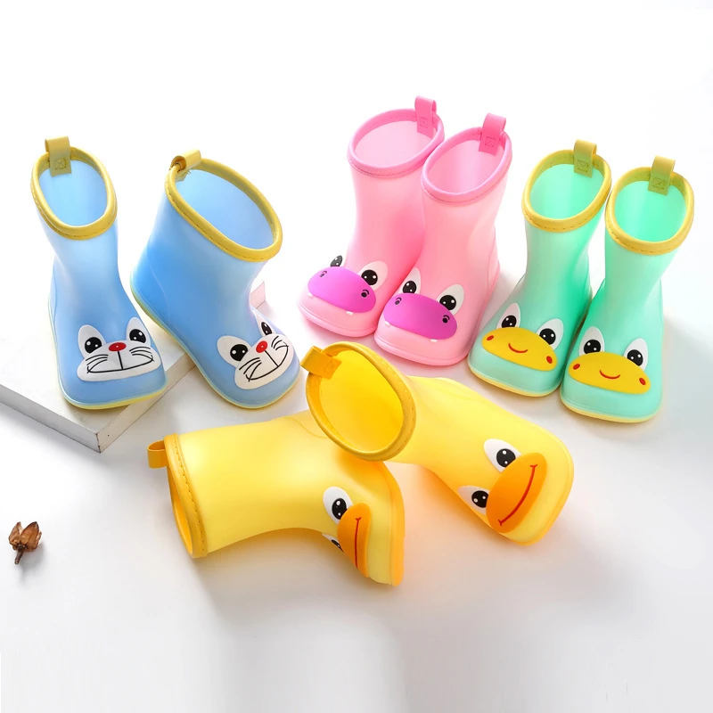 Autumn Winter Children Rain Boots Warm Plush Waterproof Kids Rain Shoes Boys Girls Baby Rubber Boots Soft PVC Snow Boots