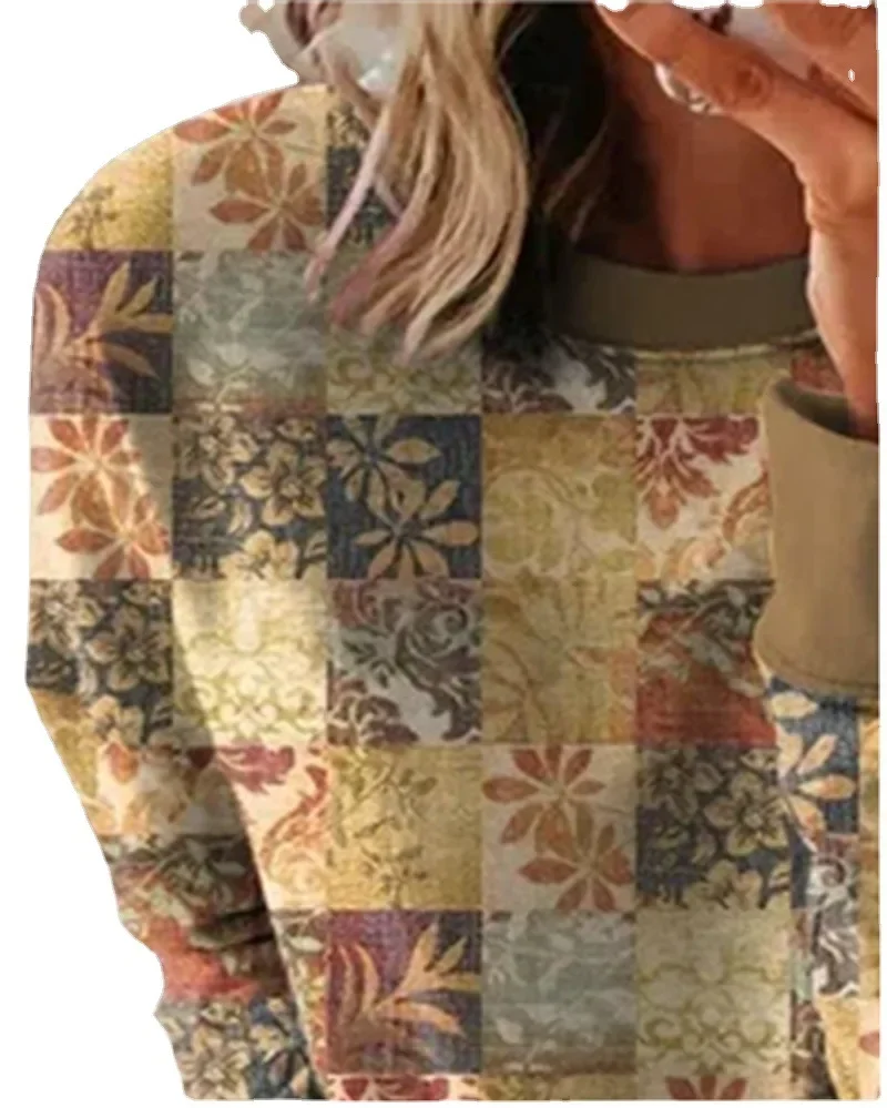 Женский пуловер с круглым вырезом и длинным рукавом