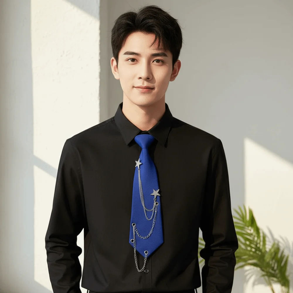 Y2K Choker Star Chain Tie Collares Necklace Academy Style Pre-tied Tie Minimalist Geometric Candy Color Long Necktie Daily