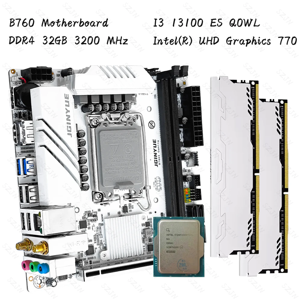 itx motherboard grupo q0wl intel i313100 es 216gb suporte ddr4 uhd graphics 770 nvme m2 sata30 jginyue b760i 01