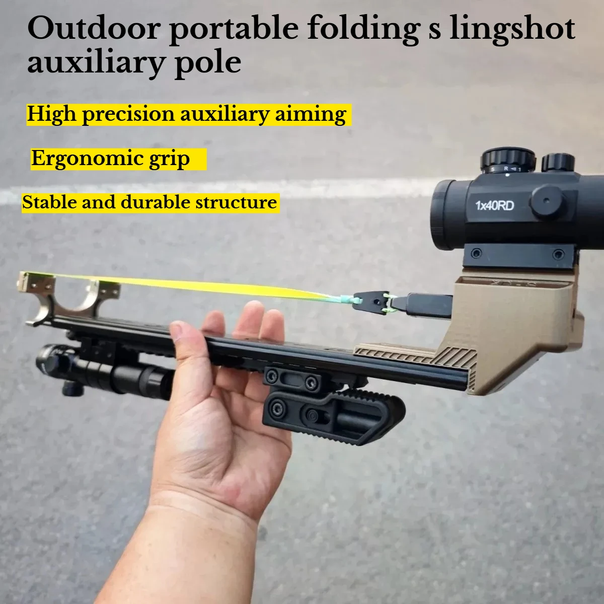 Outdoor Portable Folding S lingshot Assisted Aiming Rod Entertainment Competition High-precision and Powerful Hunting Tool