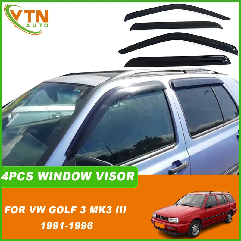 

For VW Golf 3 MK3 III 1991 1992 1993 1994 1995 1996 Acrylic 4pcs Car Window Visor Weather Shield Window Weatherproof Deflector