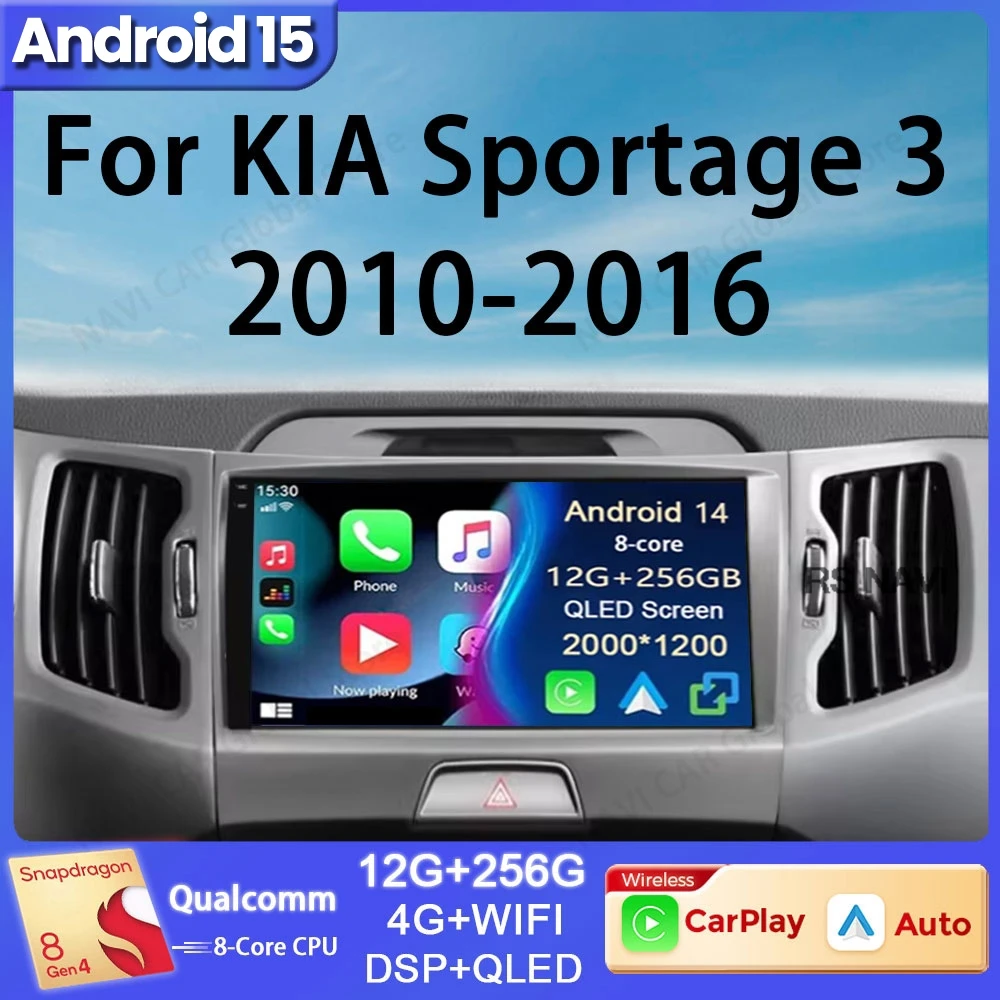 

Android 15 For KIA Sportage 3 2010 - 2016 Car Radio Multimedia Video Player Navigation GPS Stereo 4G WIFI Head Unit 2Din Carplay