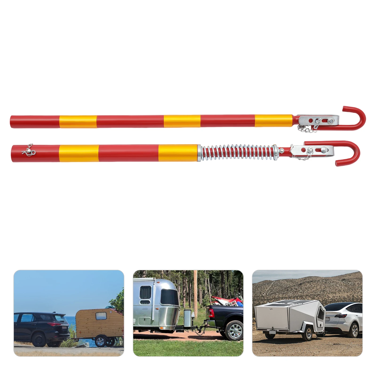 3-Ton trekstokken schokabsorberende trekhaak, 3000 kg stijve trailerstang ijzeren auto trekhaak trekhulpmiddel voor aanhangwagenredding