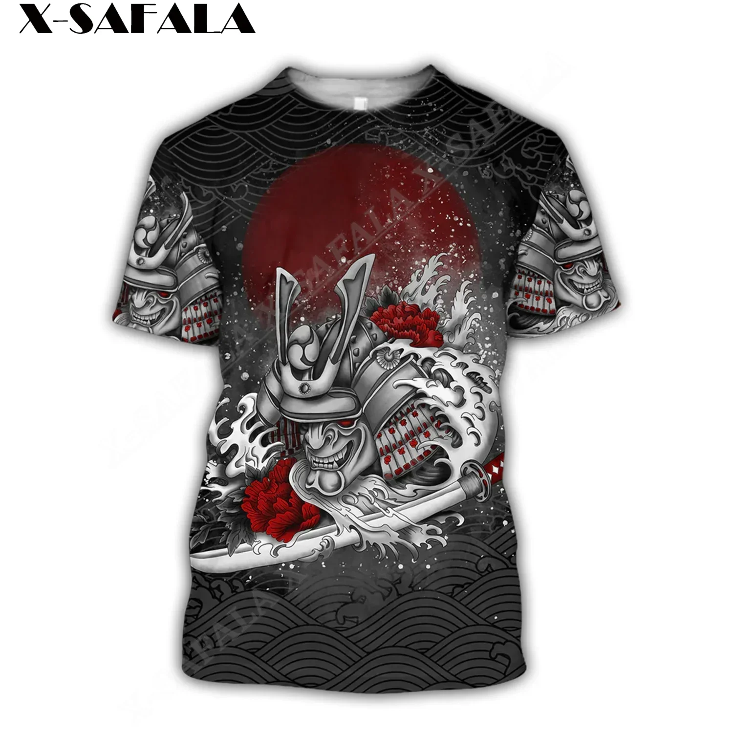 Custom Bloody Sumurai Warrior 3D Print Mens Male T-Shirt Tops Tee Short Sleeve Casual Milk Fiber Breathable Tracksuits