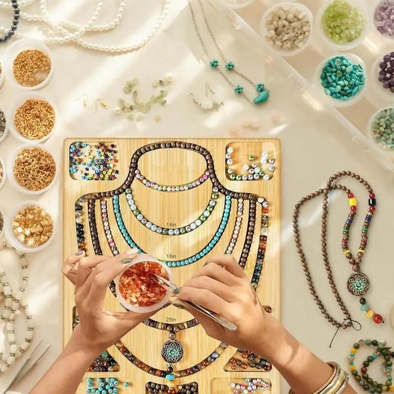

Y88A Wooden Bead Design Board Beading Design Tray for DIY Bracelet Necklace Jewelry