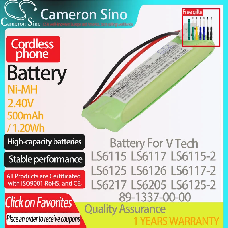 CameronSino Battery for V Tech LS6115 LS6117 LS6125 LS6126 LS6217 LS6115-2 fits V Tech 89-1337-00-00 Cordless phone Battery