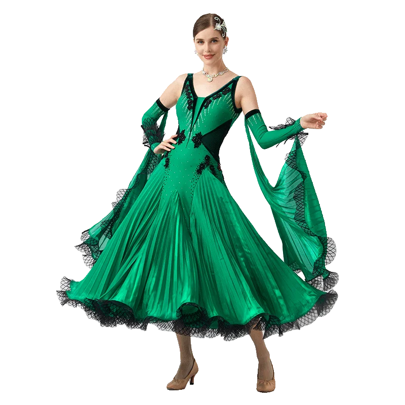 B-23178 New Women Modern Dance Rhinestone Color Diversity Dress Ballroom National Standard Waltz Competition Performance