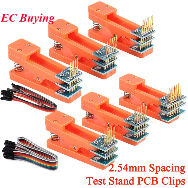 Test Stand PCB Clip 2.54mm Spacing Clamp Burning Fixture Probe Pogo Pin Download Program Burn 3P 4P 5P 6P 7P 8P 9P 10P 12P Cable