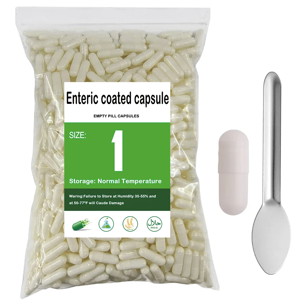 Enteric Coated Capsule 1000pcs Size 1# Empty Hard Gelatin capsule Empty White,Joined Capsules Gel Medicine Pill Hollow