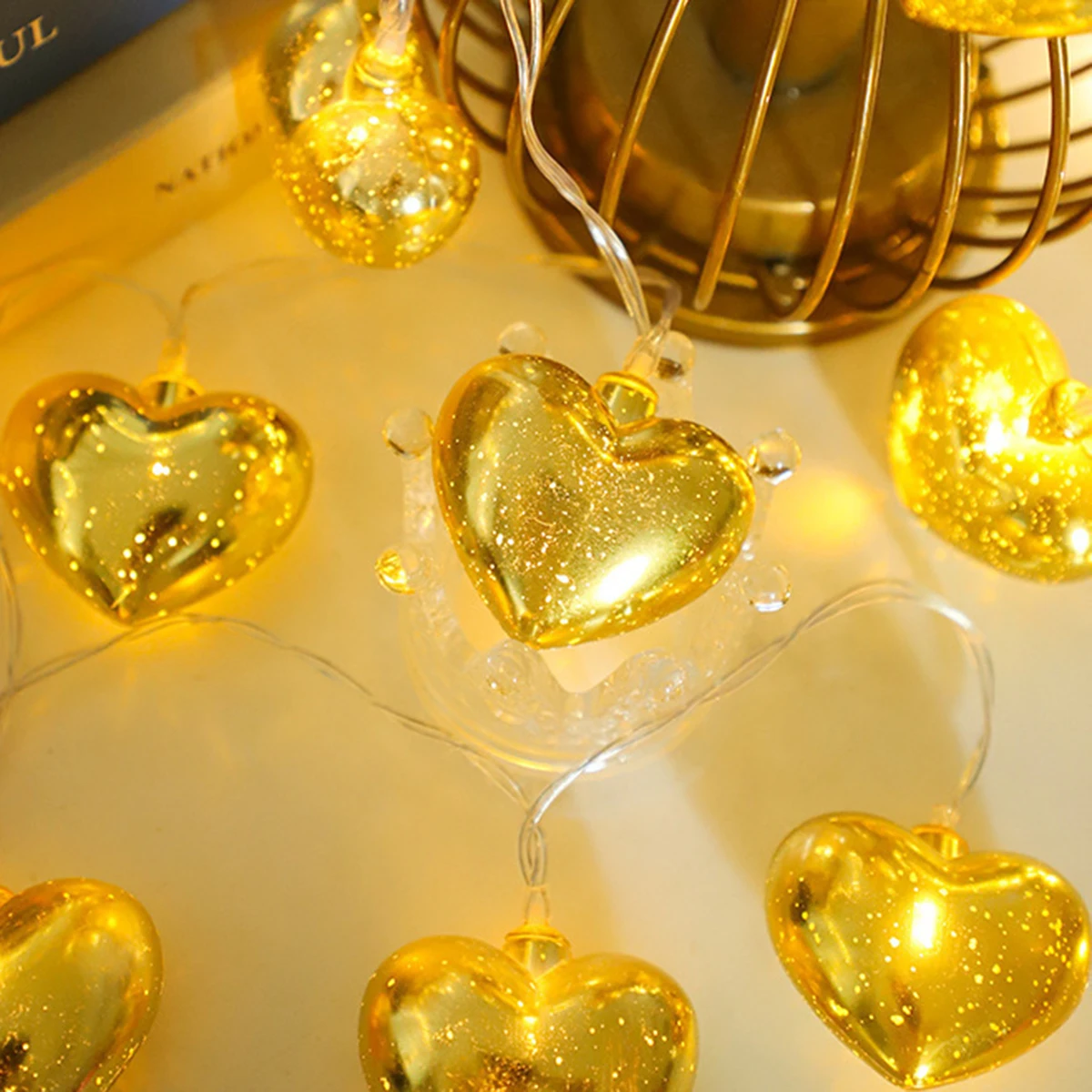 Luci a corda a forma di cuore di San Valentino Luci a corda fata bling a forma di cuore a LED alimentate a batteria per l'arredamento di nozze di San Valentino