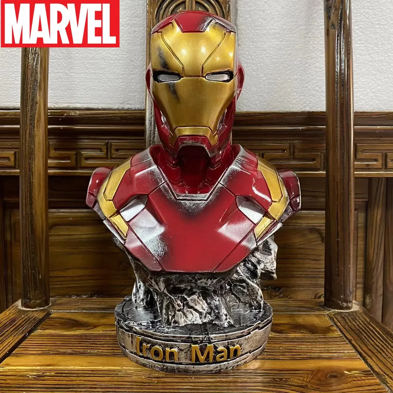 Marvel Avengers 1:1 rysunek Iron Man czarna pantera biust ozdoba do salonu Anime peryferyjne duże modele kolekcjonerskie z żywicy prezent