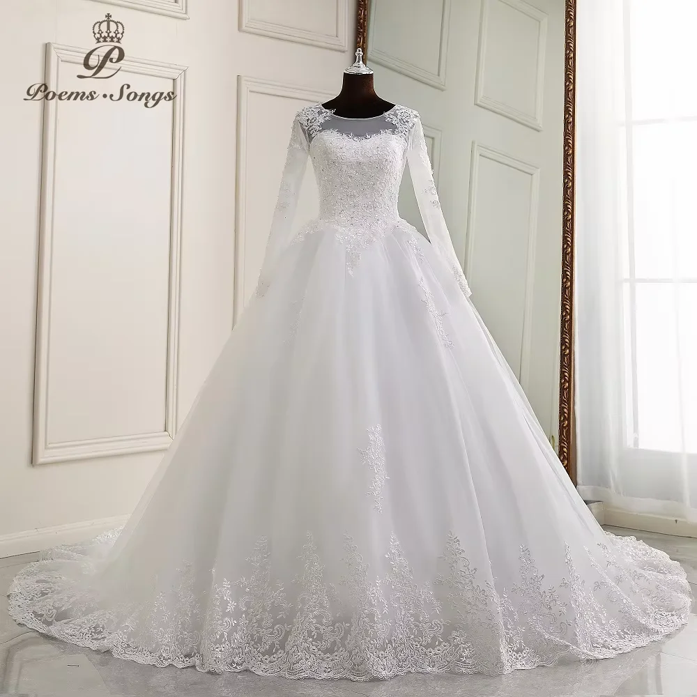 

Luxury Appliques long sleeve wedding dresses boho marriage dress robe de mariee vestidos de novia wedding gown bridal