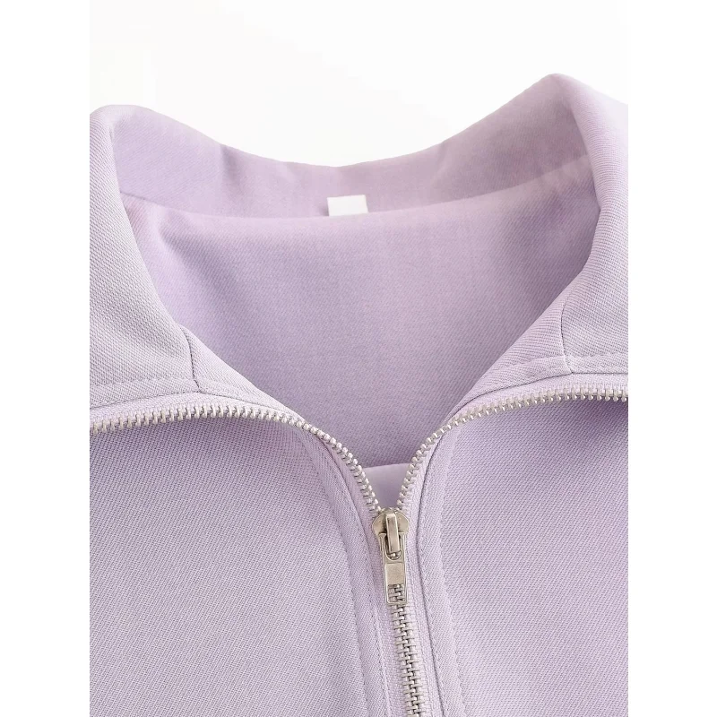 Women's Fashionable Jacket Purple Zipper Jacket 2026 Model Multi Purpose Elastic Cuffs Top Suitable For Various Occasions