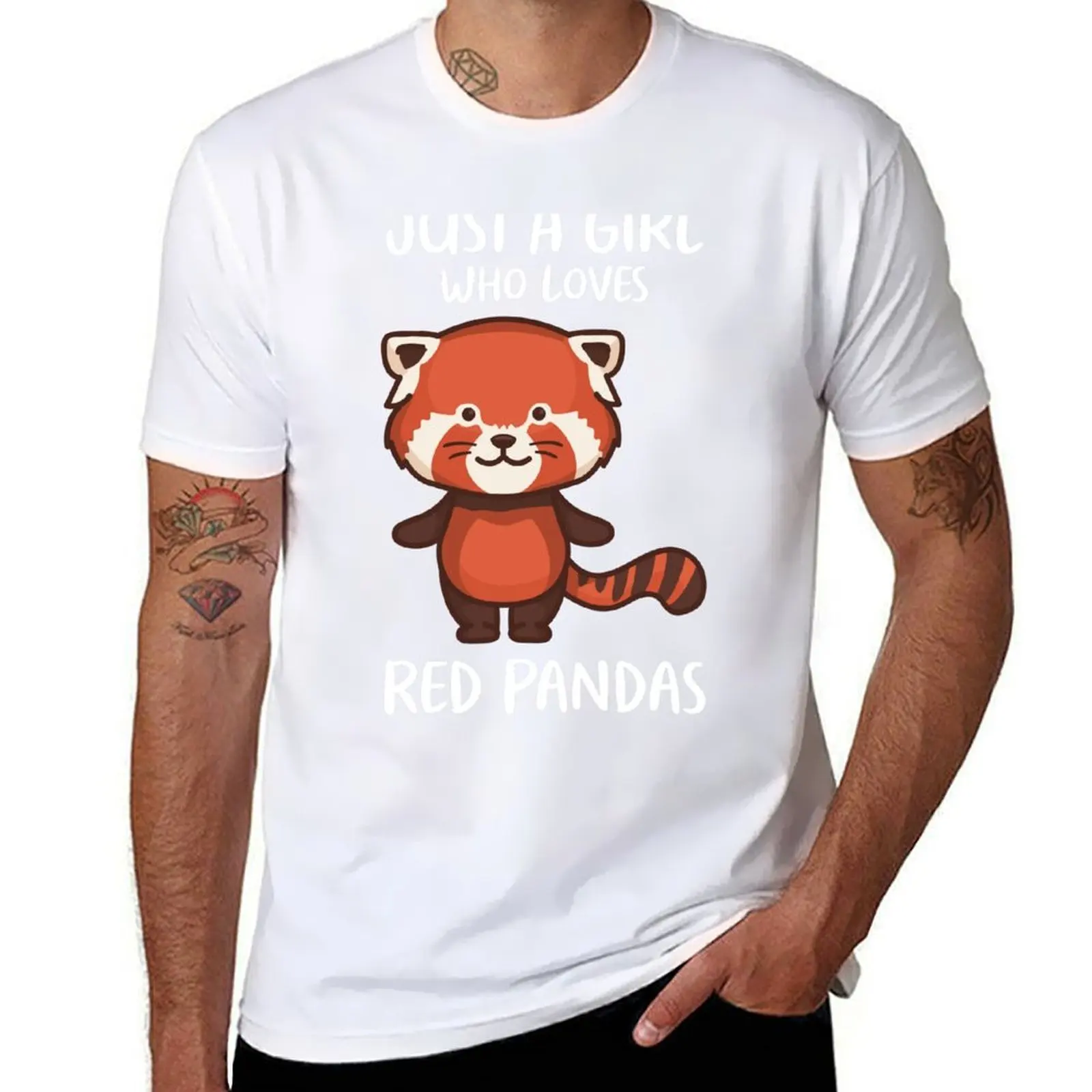 

Just A Girl Who Loves Red Pandas T-Shirt man graphic t shirt t shirts for man cotton funny T-Shirt