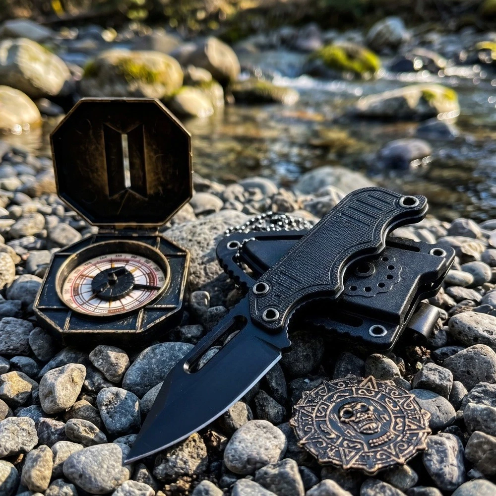 Mini Instinct Small Straight Knife with K Sheath Portable Outdoor Camping Pocket Fishing Necklace Knives EDC Rope Cutting Knives