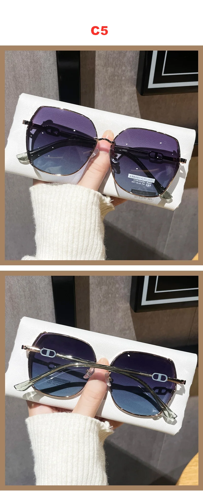 Luxuriöse polarisierte Sonnenbrille für Damen – Hochwertige, leichte DS-3134 im neuen Stil – Modisches Augenschutz-Accessoire – Detail 10