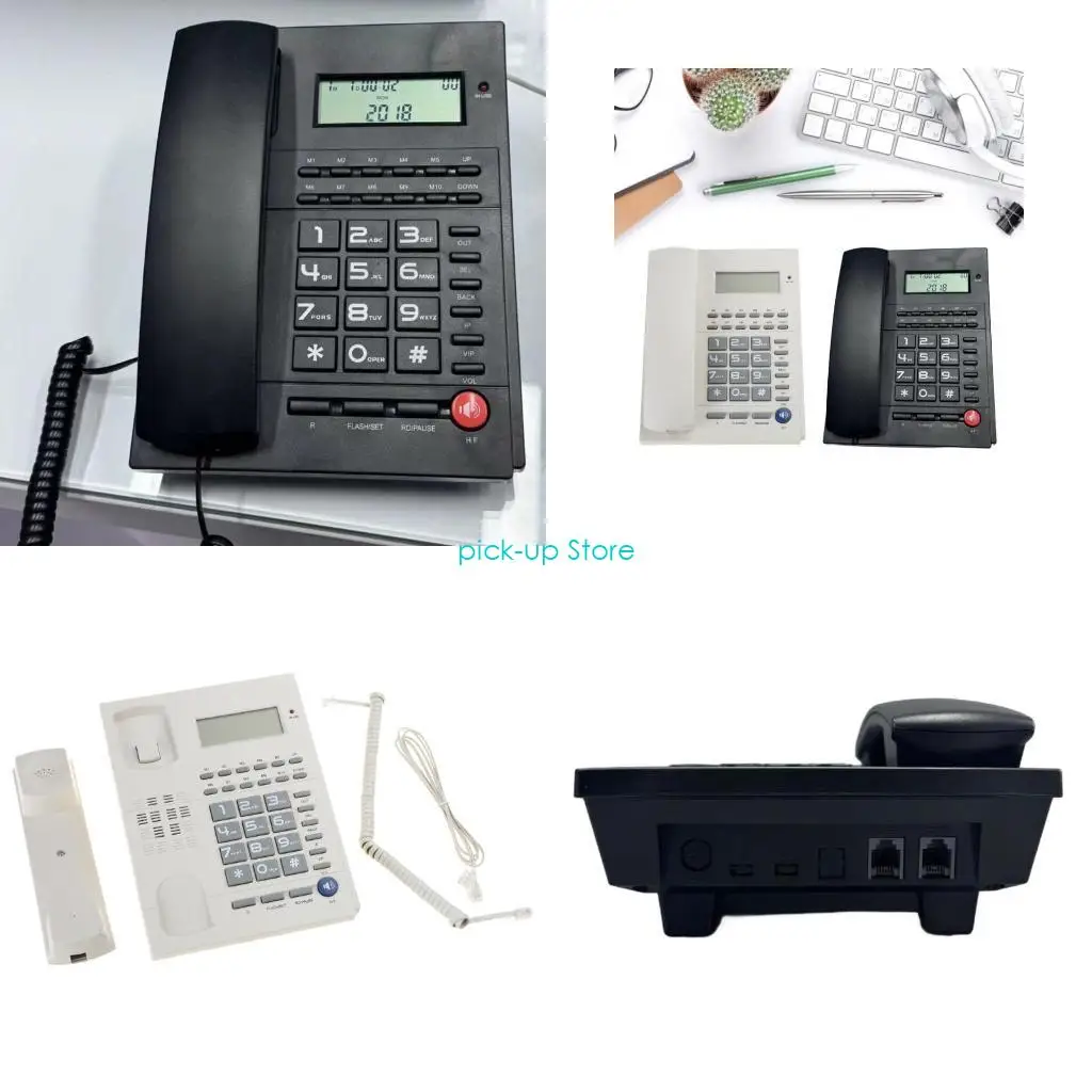 Desktop Corded Landline Phone Corded Telephone with Caller Display Big Button No Need Battery English Simple Landline Phone